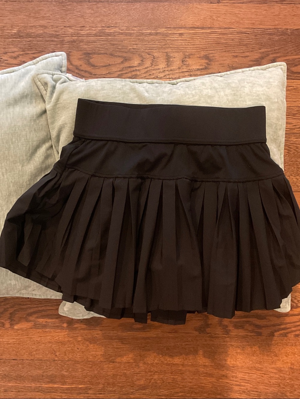 Black Pleated Circle Skirt with Wide Waistband